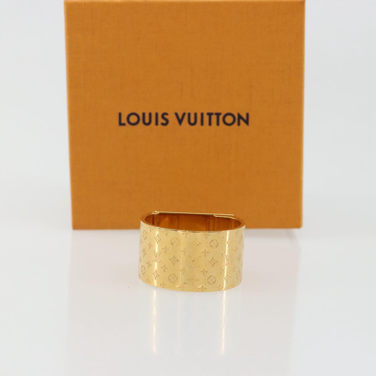 LOUIS VUITTON Monogram Nanogram Scarf Ring Brooch Gold Tone M00226 Auth 186230A