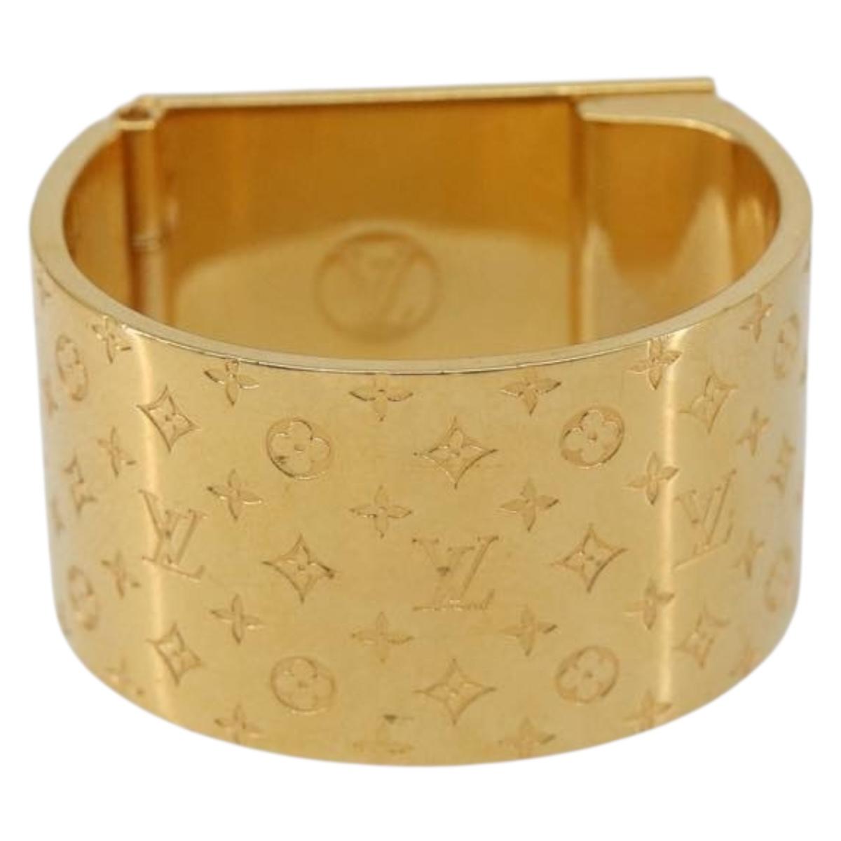 LOUIS VUITTON Monogram Nanogram Scarf Ring Brooch Gold Tone M00226 Auth 186230A