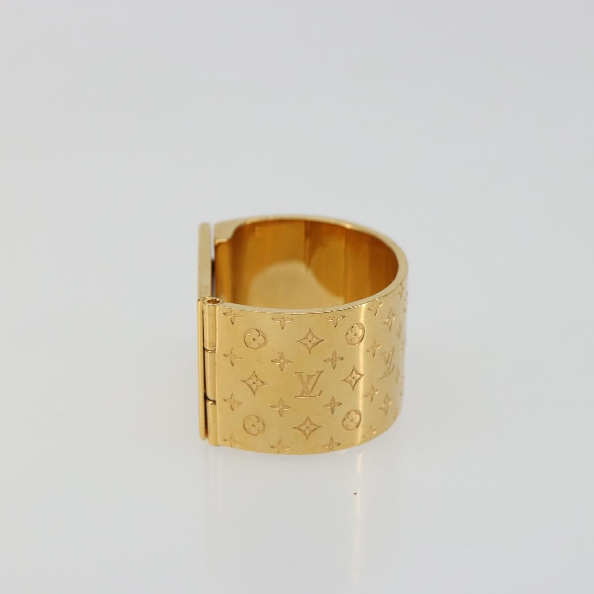 LOUIS VUITTON Monogram Nanogram Scarf Ring Brooch Gold Tone M00226 Auth 186230A