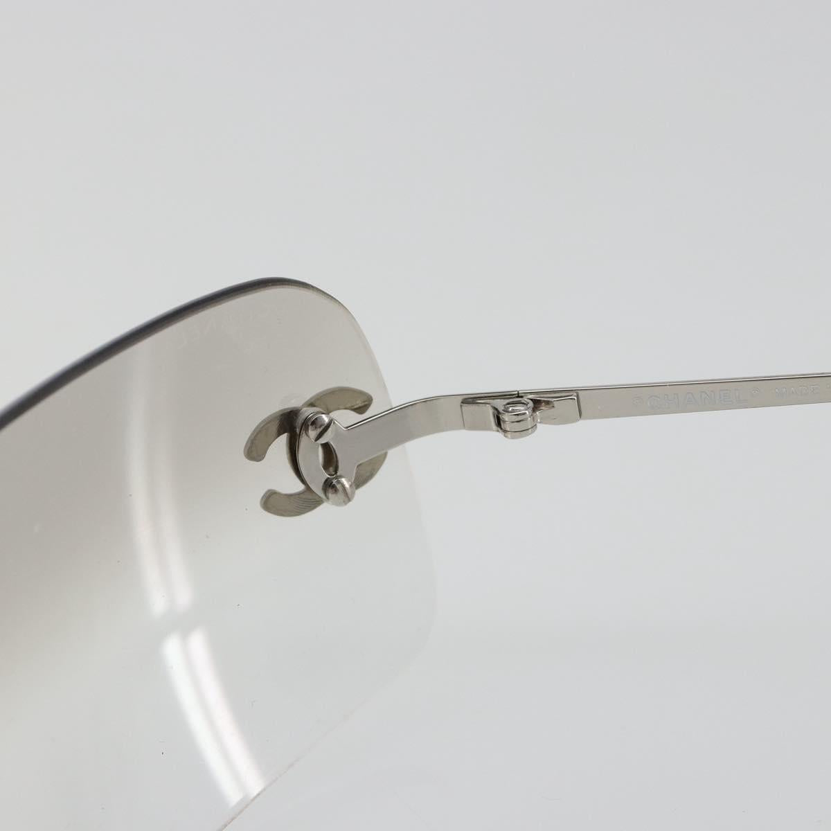 CHANEL COCO Mark Sunglasses metal Silver tone CC Auth 186236M