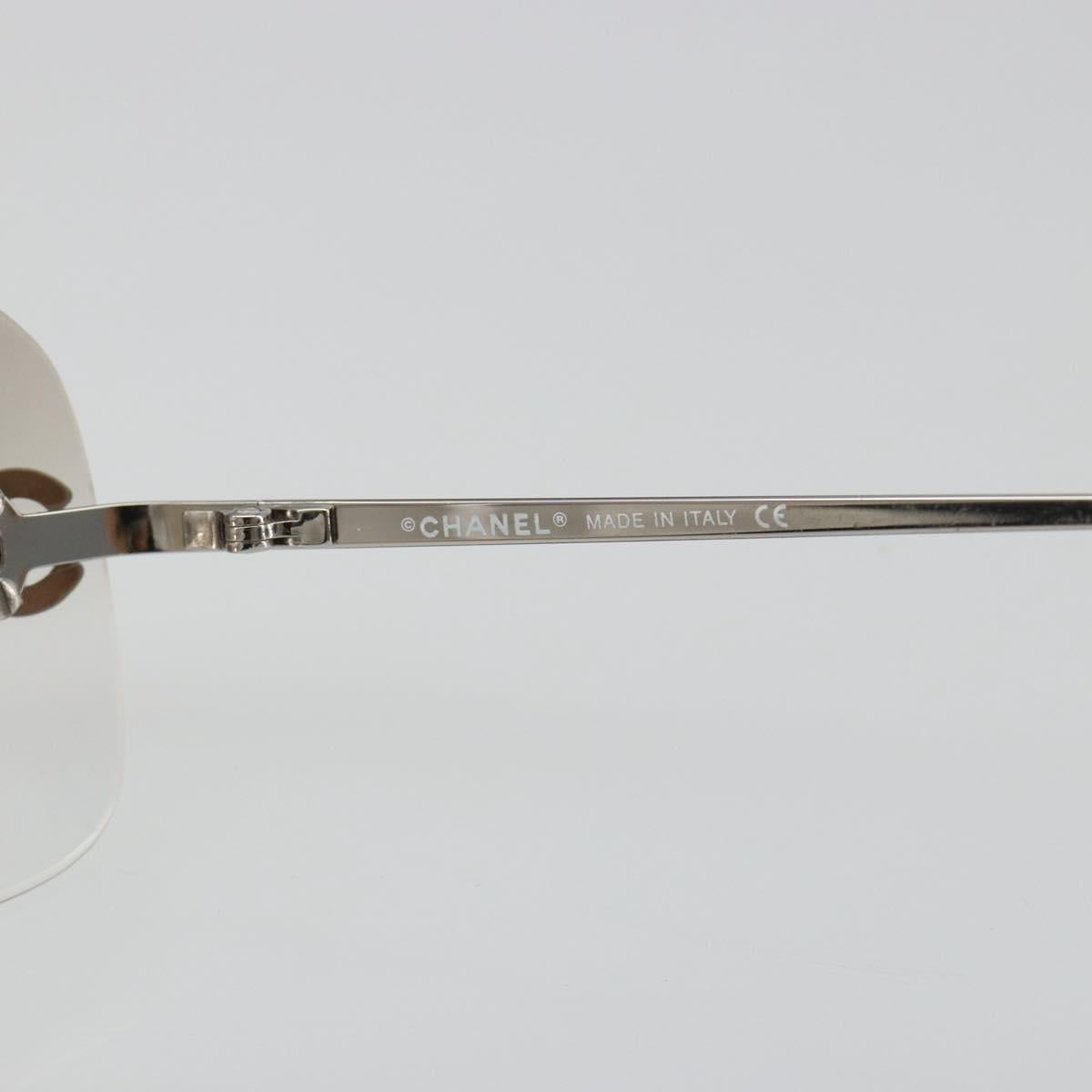 CHANEL COCO Mark Sunglasses metal Silver tone CC Auth 186236M