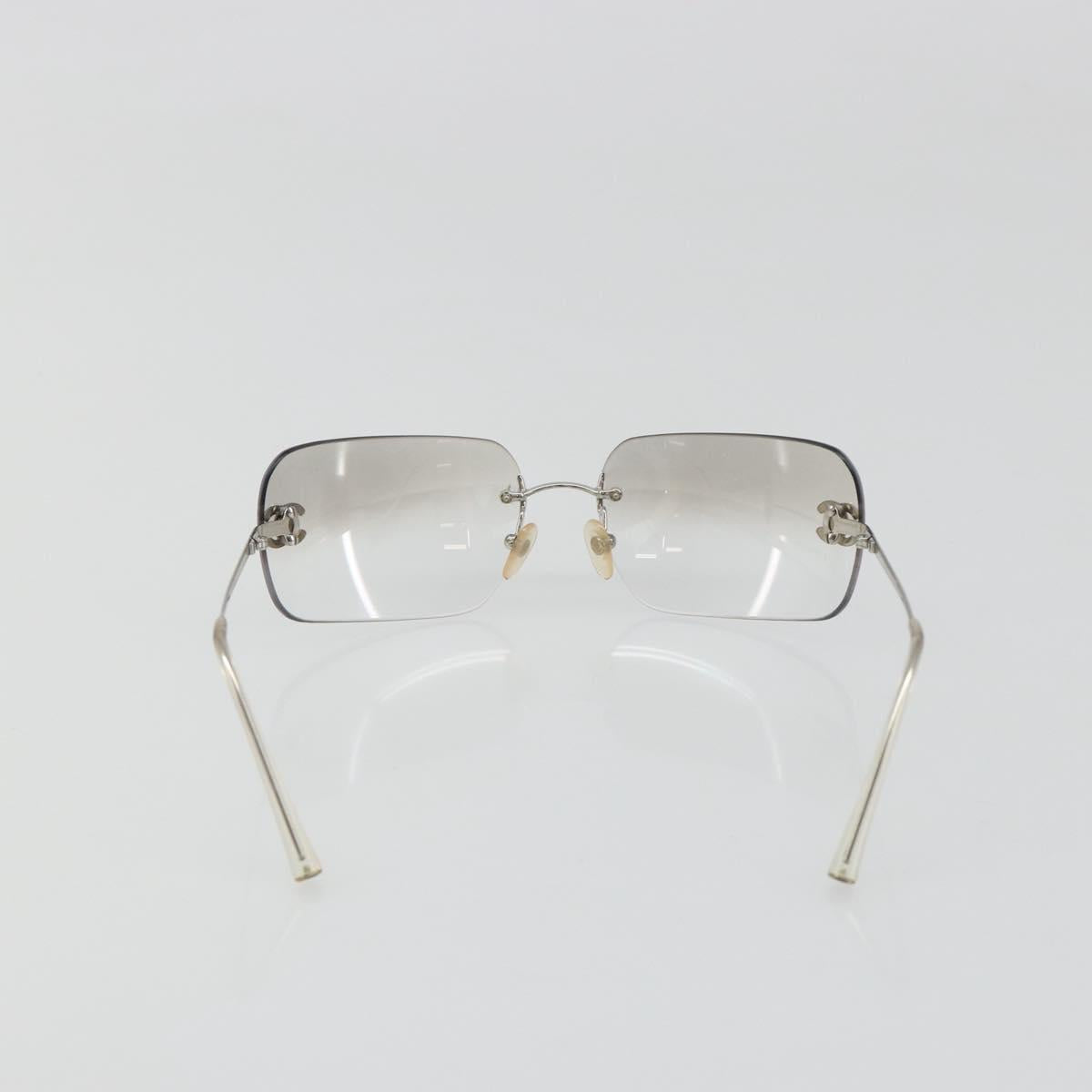 CHANEL COCO Mark Sunglasses metal Silver tone CC Auth 186236M