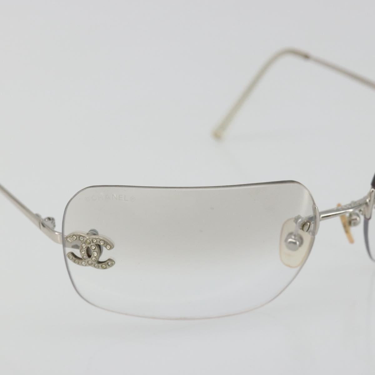 CHANEL COCO Mark Sunglasses metal Silver tone CC Auth 186236M