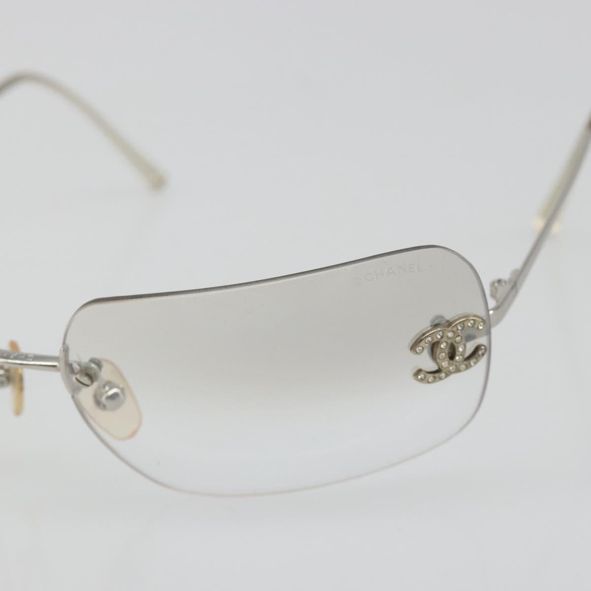 CHANEL COCO Mark Sunglasses metal Silver tone CC Auth 186236M