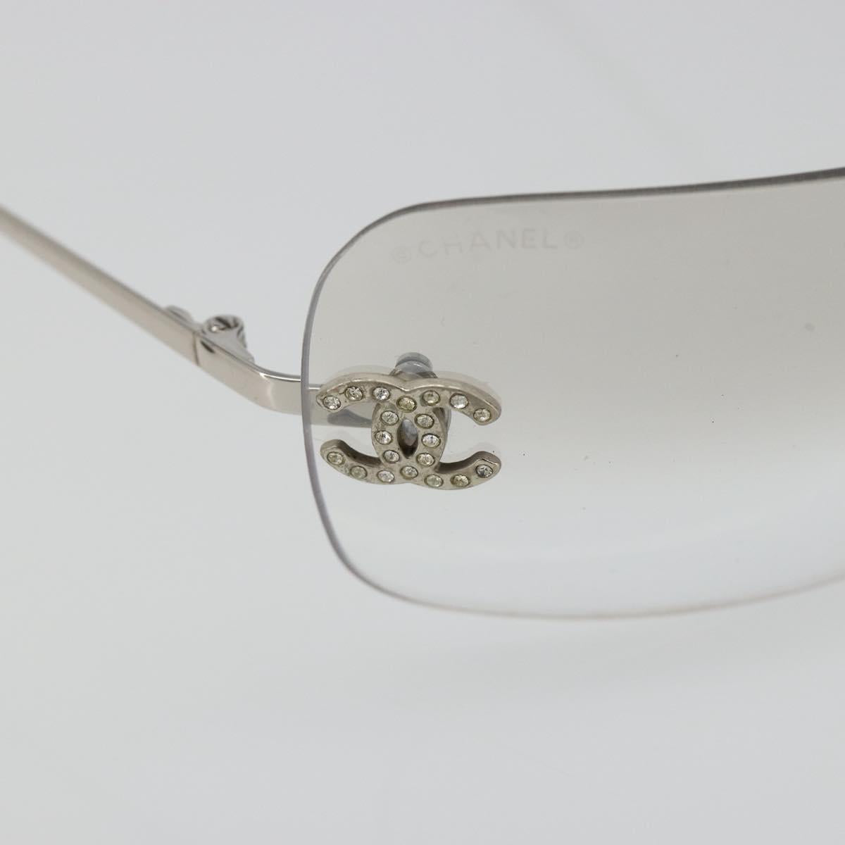 CHANEL COCO Mark Sunglasses metal Silver tone CC Auth 186236M