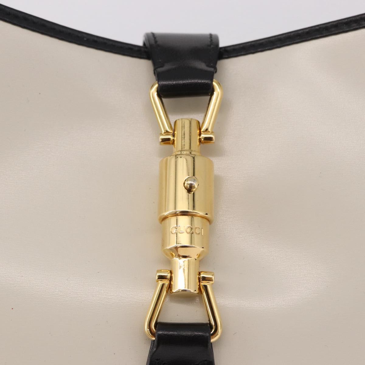 GUCCI New Jackie 1961 Bag Leather 2way White Gold black 636706 Auth 186238V