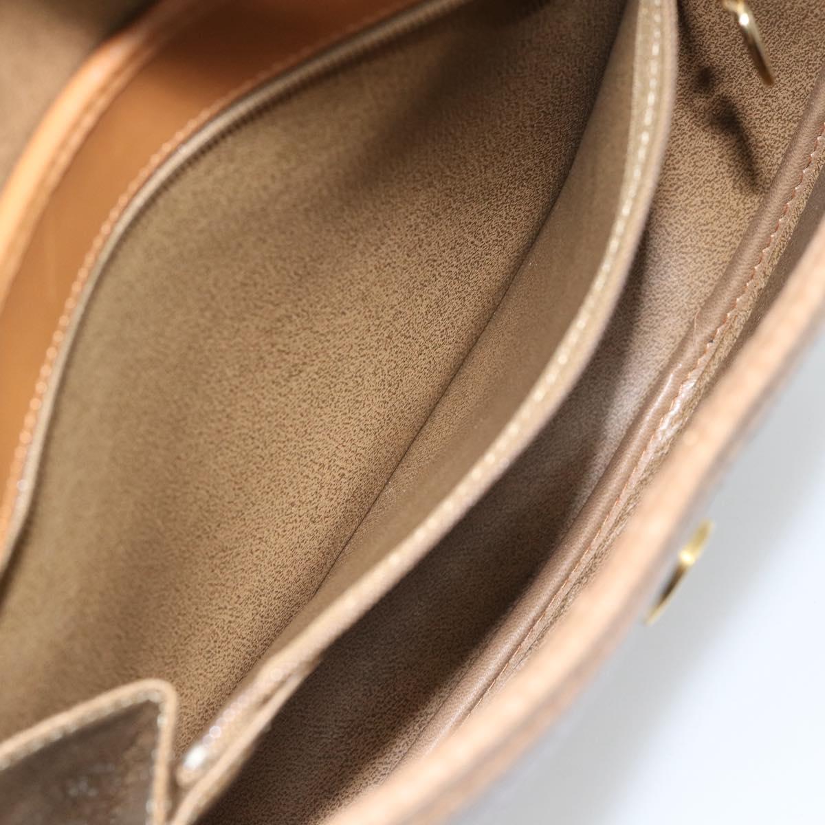 Christian Dior Shoulder Bag Leather Brown Gold Auth 186239A