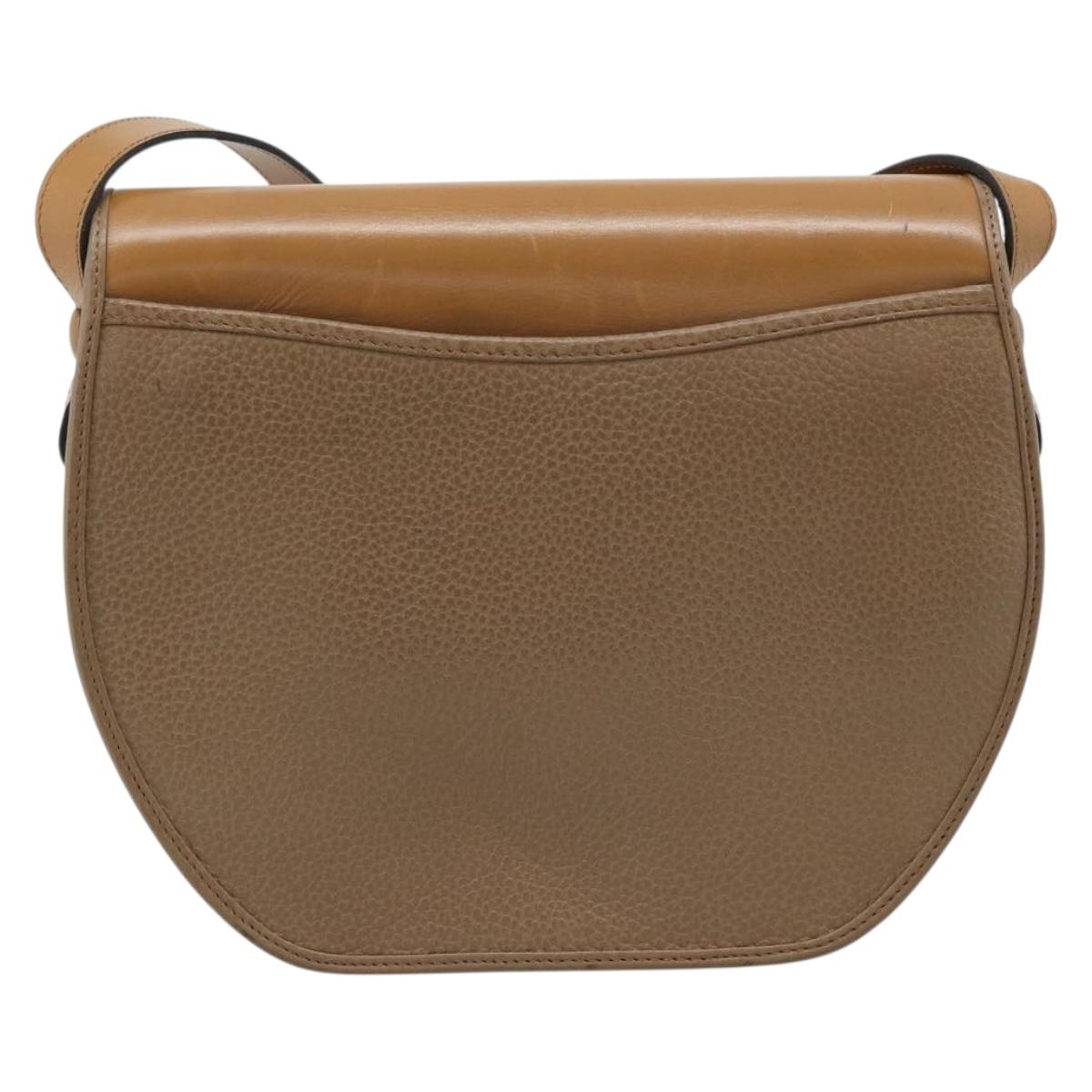 Christian Dior Shoulder Bag Leather Brown Gold Auth 186239A