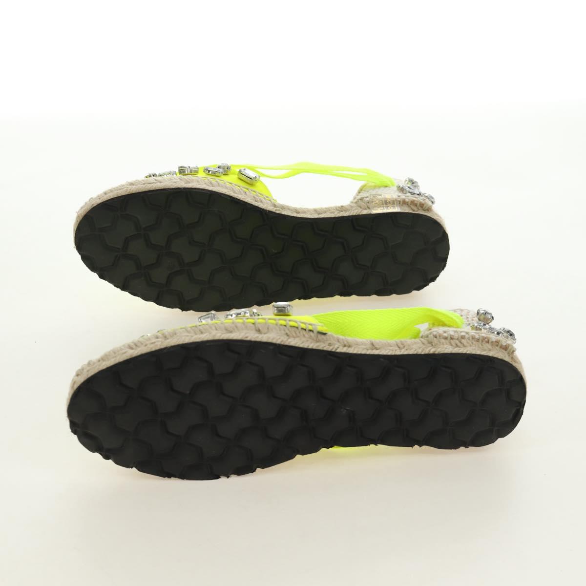 LOEWE Bijou Espadrilles Sandals Canvas Neon Green Auth 186240M