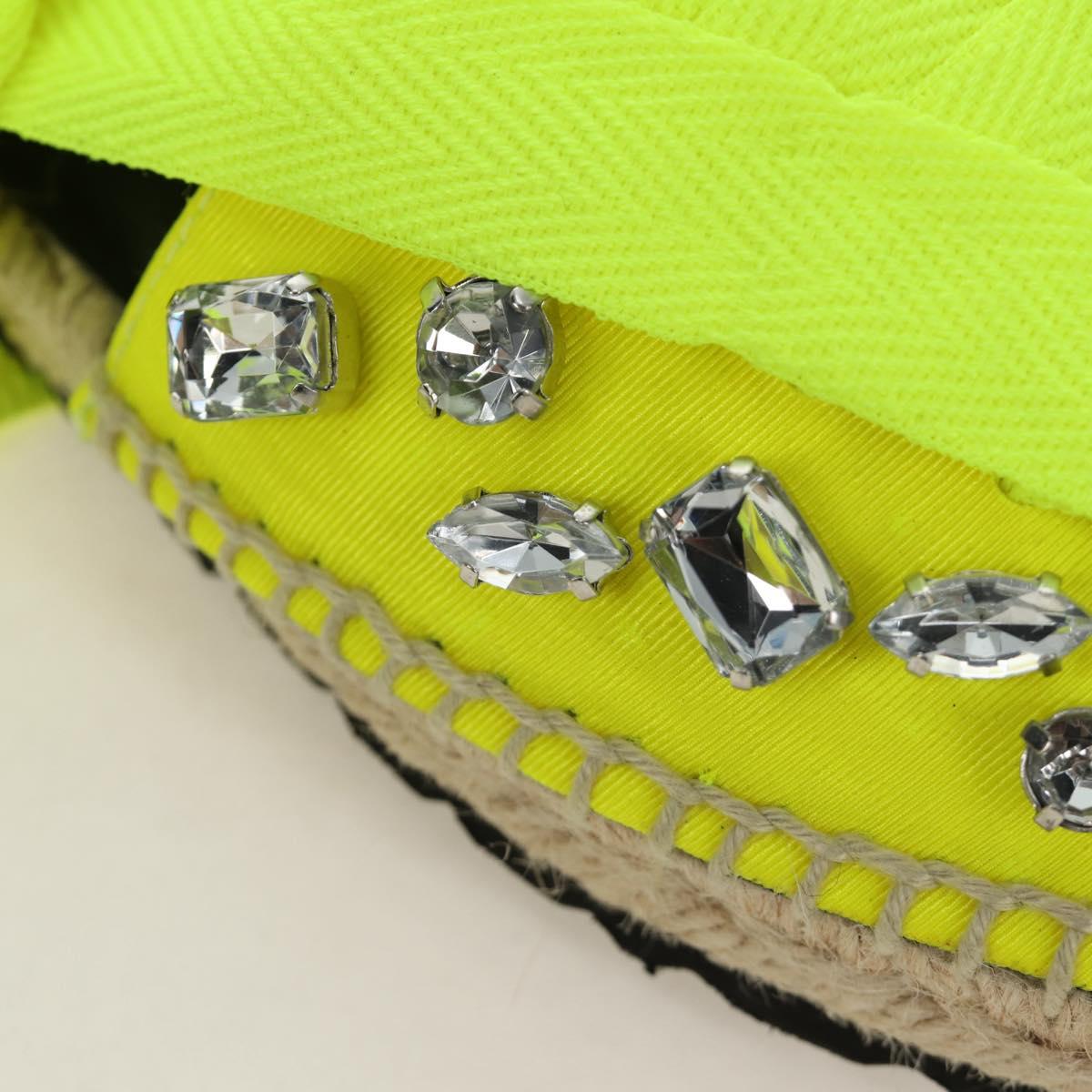 LOEWE Bijou Espadrilles Sandals Canvas Neon Green Auth 186240M
