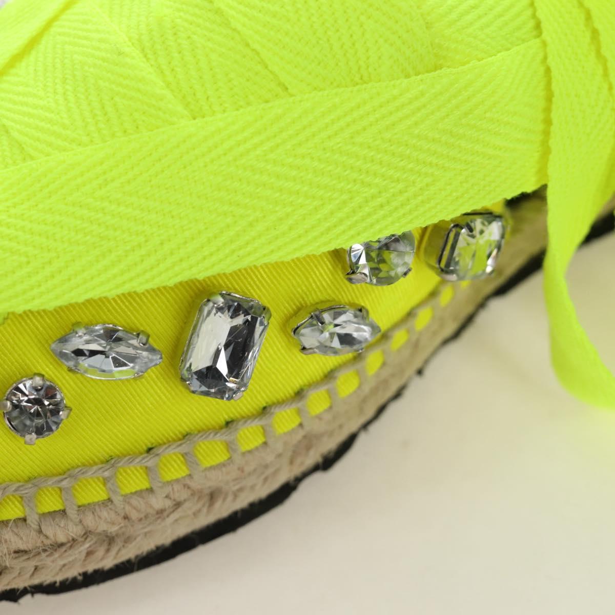 LOEWE Bijou Espadrilles Sandals Canvas Neon Green Auth 186240M