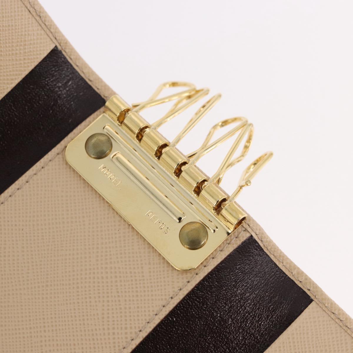 Salvatore Ferragamo Gancini Key Case Leather Ivory Gold Auth 186241A