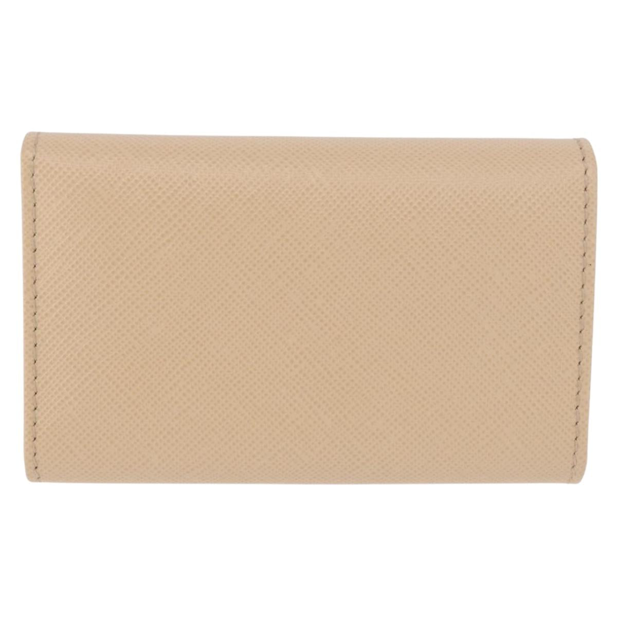 Salvatore Ferragamo Gancini Key Case Leather Ivory Gold Auth 186241A
