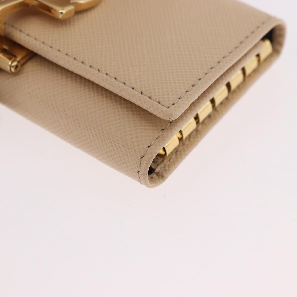 Salvatore Ferragamo Gancini Key Case Leather Ivory Gold Auth 186241A