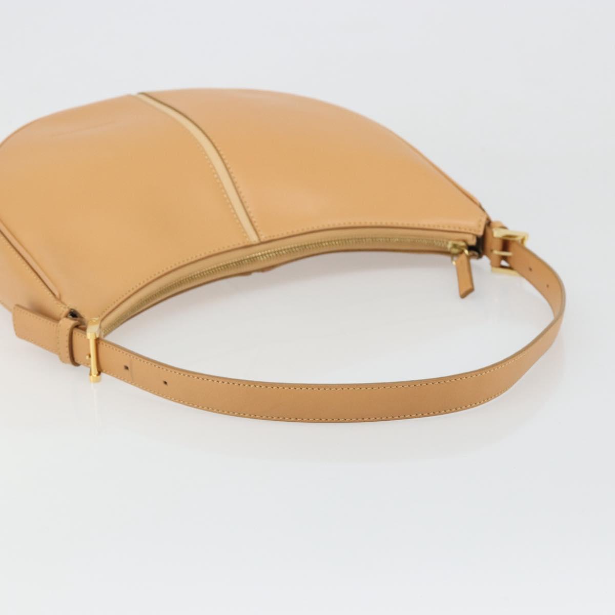 BURBERRY Shoulder Bag Leather Beige Gold Auth 186245A