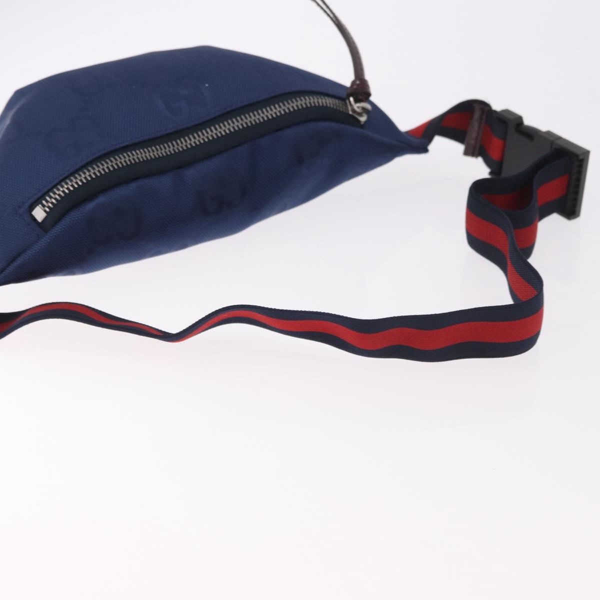 GUCCI GG Canvas Sherry Line Waist bag Navy Red 502095 Auth 186249M
