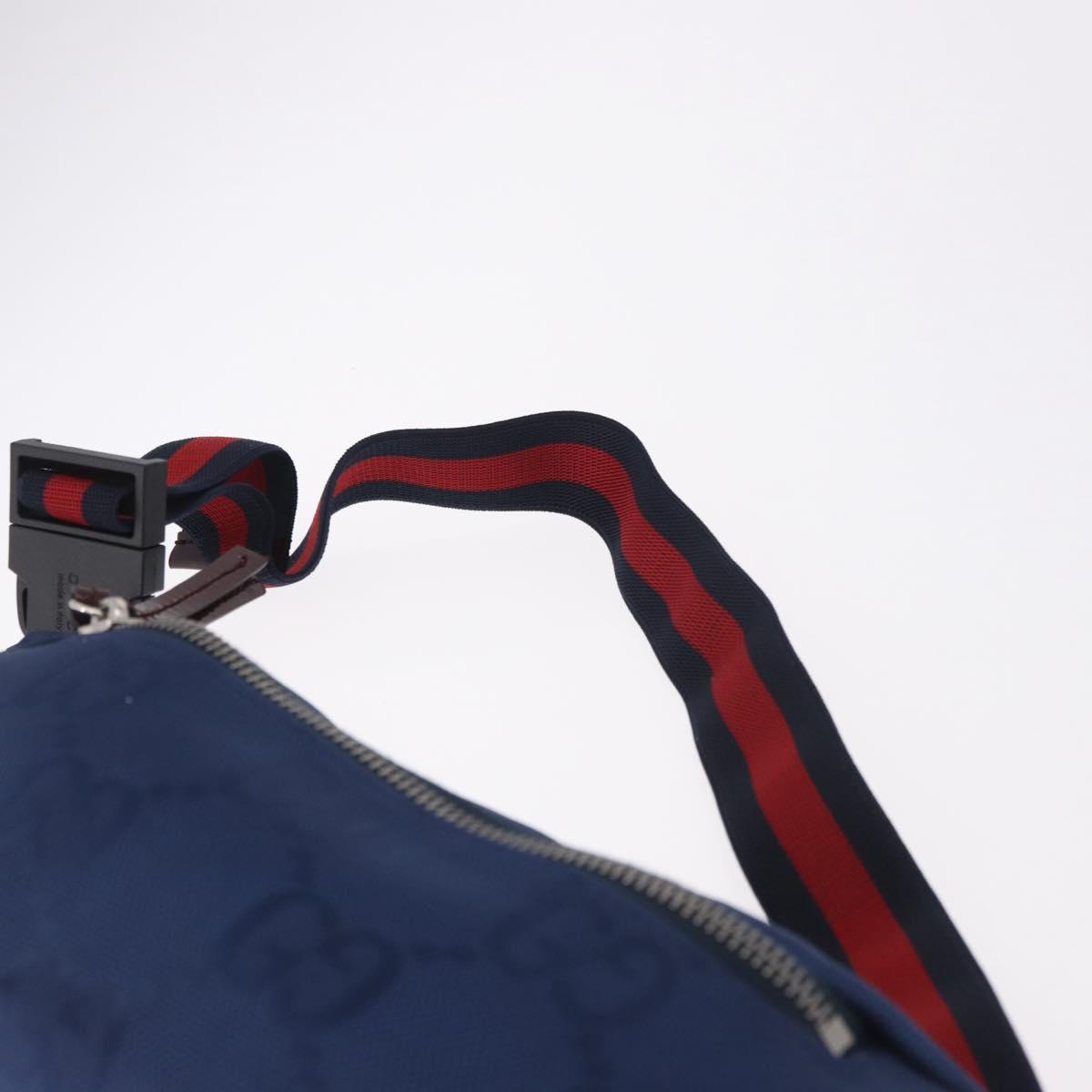 GUCCI GG Canvas Sherry Line Waist bag Navy Red 502095 Auth 186249M