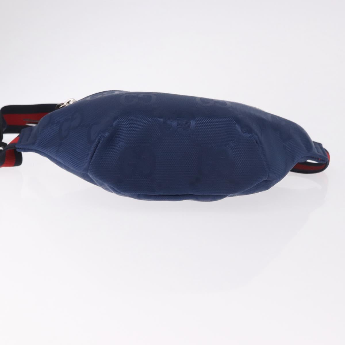 GUCCI GG Canvas Sherry Line Waist bag Navy Red 502095 Auth 186249M