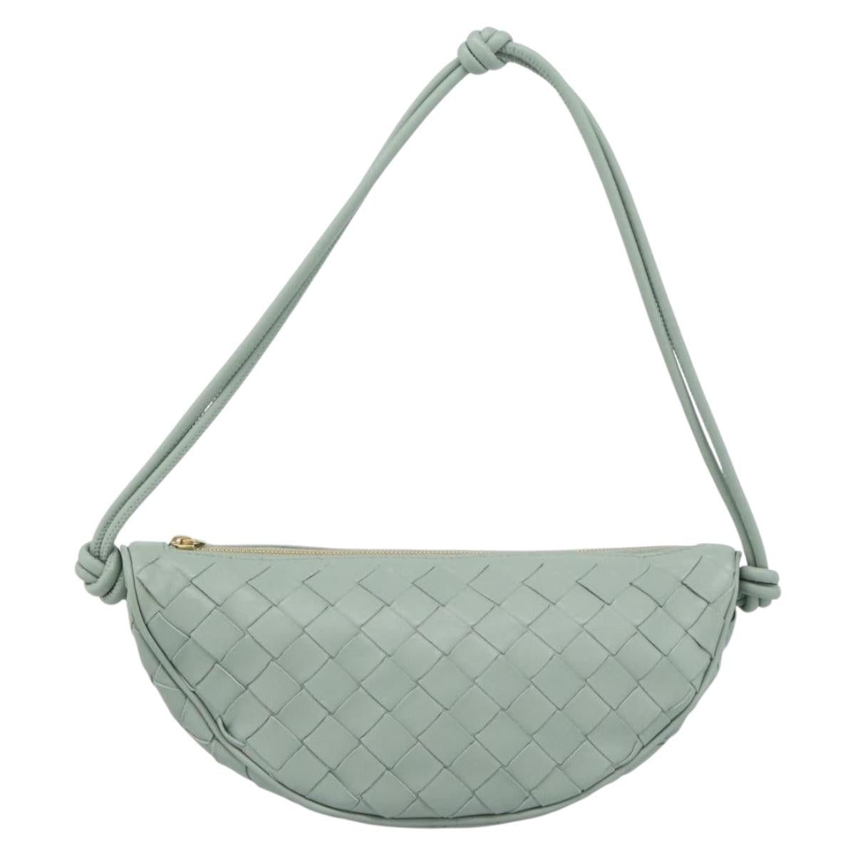 BOTTEGA VENETA INTRECCIATO Shoulder Bag Leather Green Gold Auth 186252SM