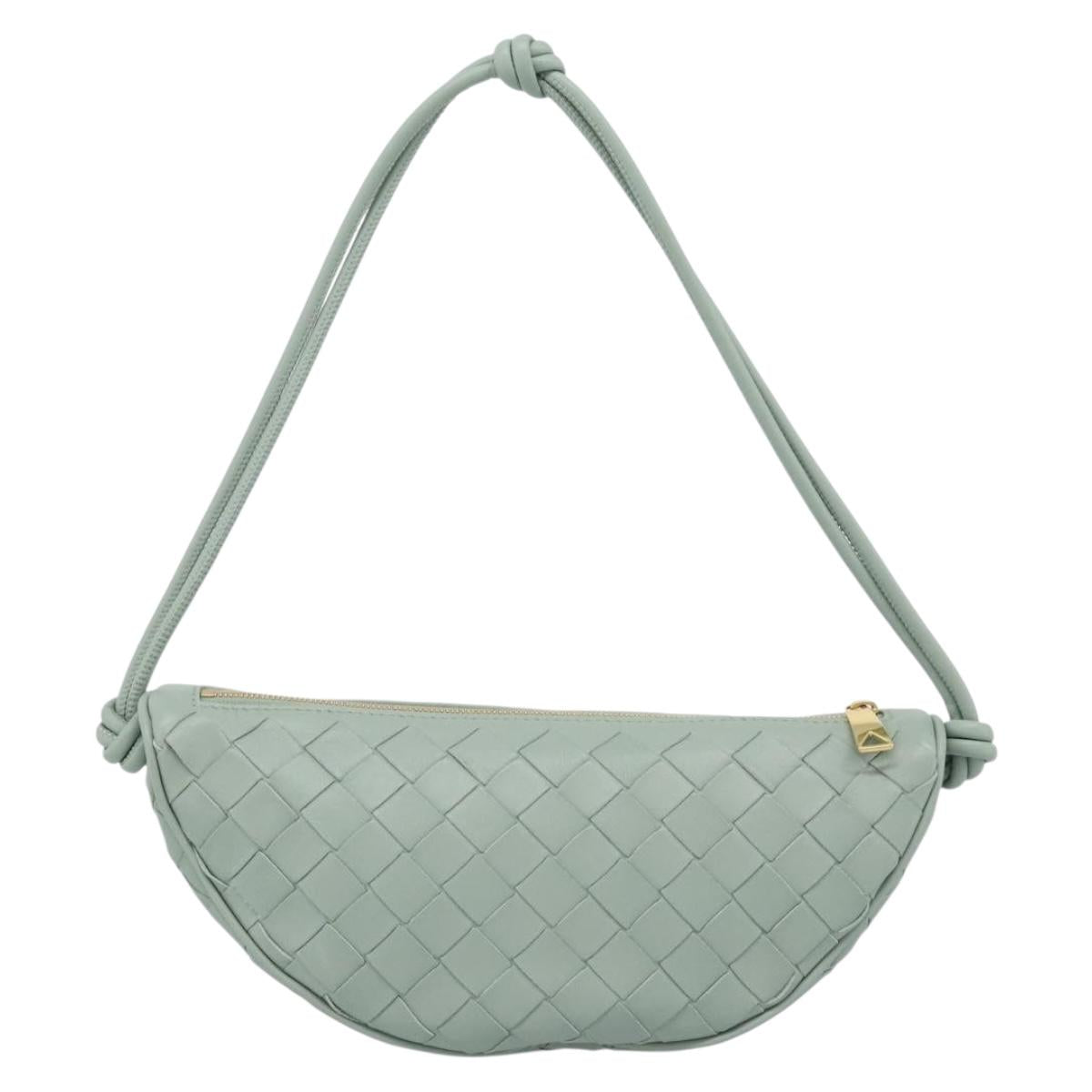 BOTTEGA VENETA INTRECCIATO Shoulder Bag Leather Green Gold Auth 186252SM