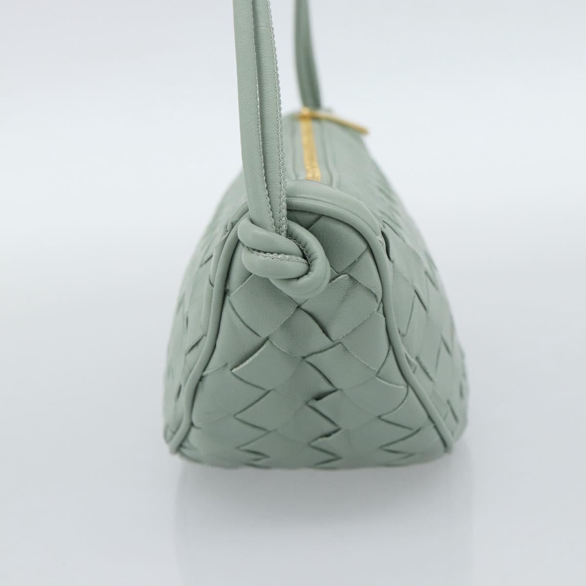 BOTTEGA VENETA INTRECCIATO Shoulder Bag Leather Green Gold Auth 186252SM