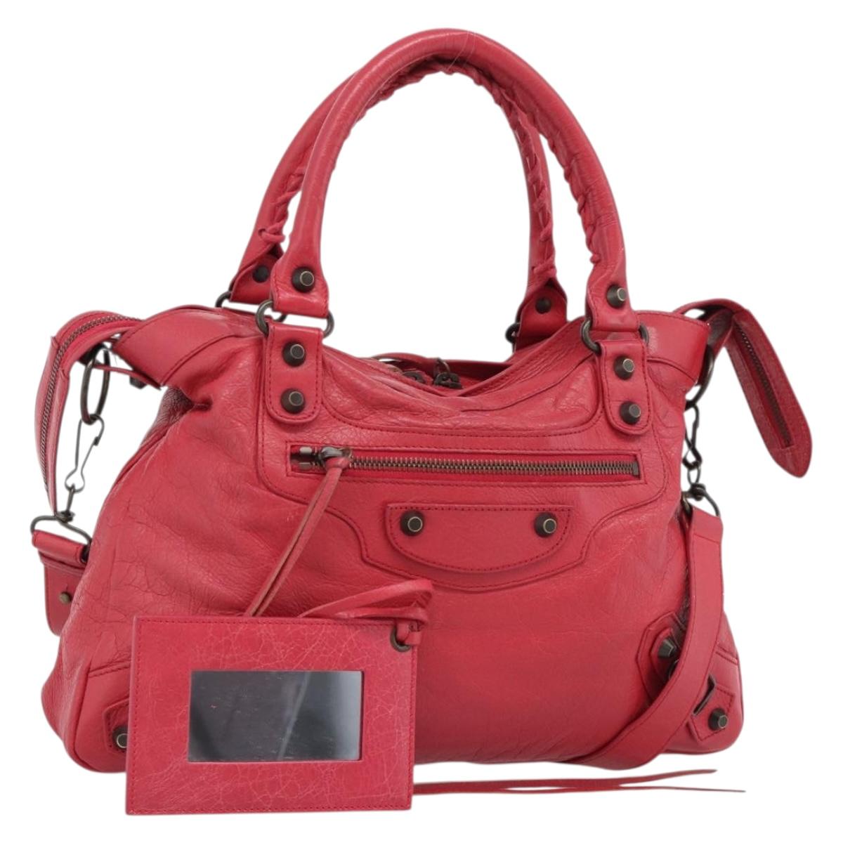 BALENCIAGA The Town Hand Bag Leather 2way Red 240579 Auth 186253M