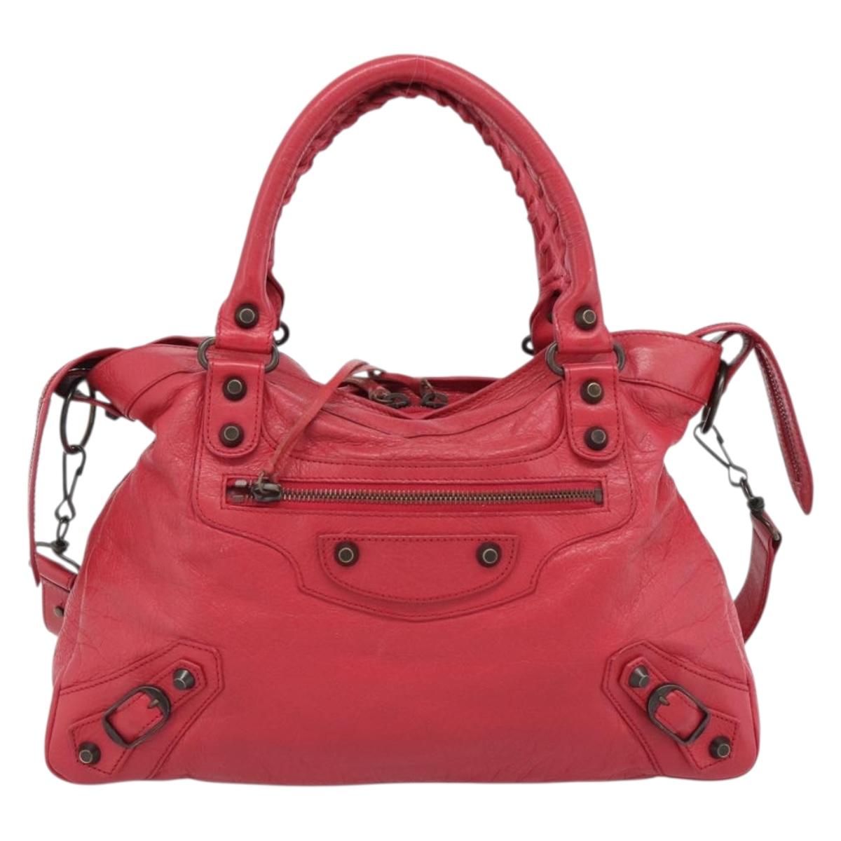 BALENCIAGA The Town Hand Bag Leather 2way Red 240579 Auth 186253M