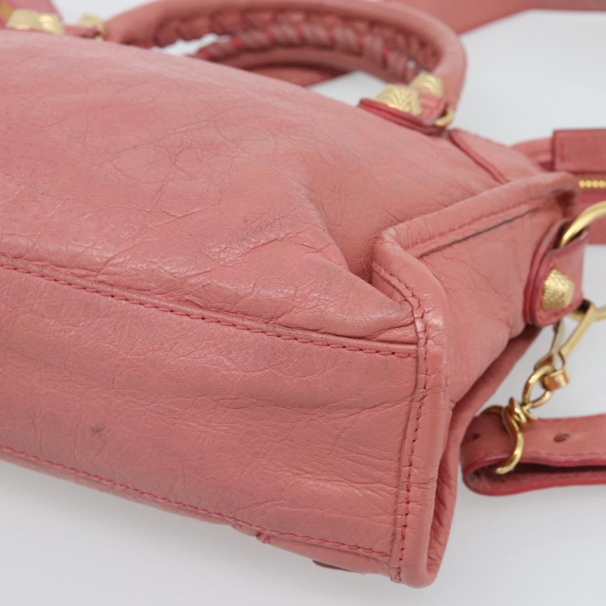 BALENCIAGA Giant Mini City Hand Bag Leather 2way Pink Gold 309544 Auth 186254M
