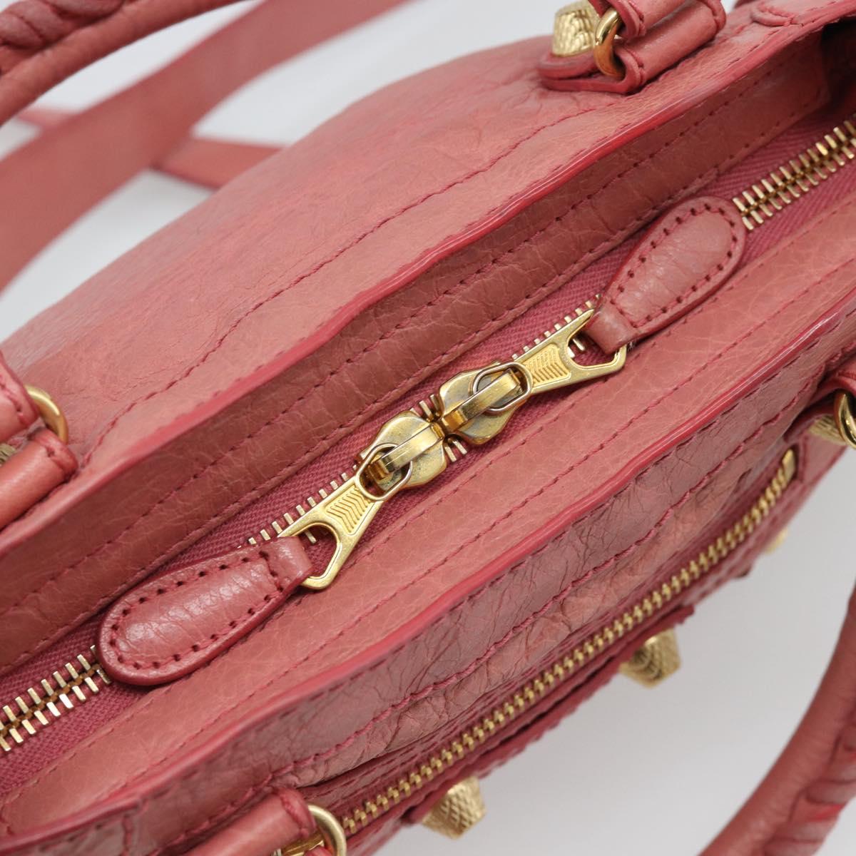 BALENCIAGA Giant Mini City Hand Bag Leather 2way Pink Gold 309544 Auth 186254M