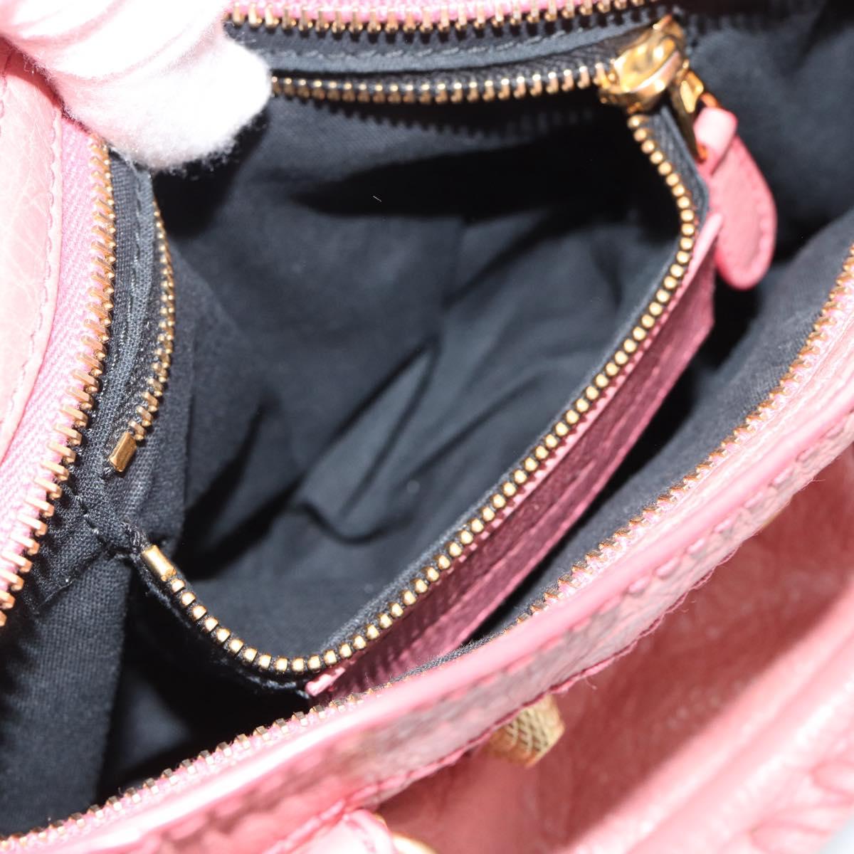 BALENCIAGA Giant Mini City Hand Bag Leather 2way Pink Gold 309544 Auth 186254M