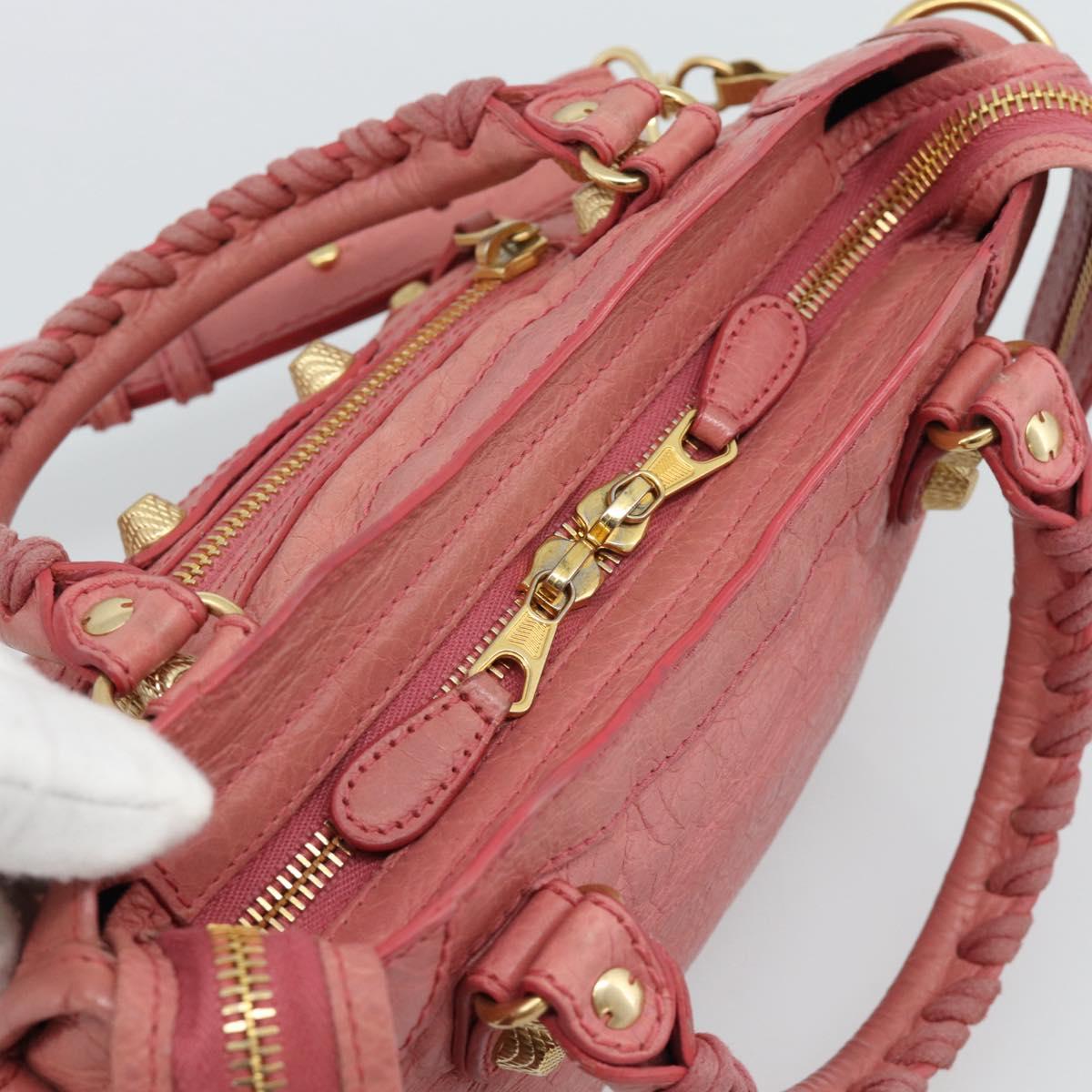 BALENCIAGA Giant Mini City Hand Bag Leather 2way Pink Gold 309544 Auth 186254M