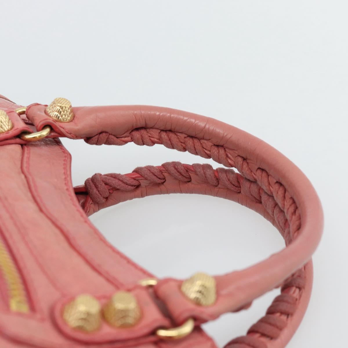 BALENCIAGA Giant Mini City Hand Bag Leather 2way Pink Gold 309544 Auth 186254M