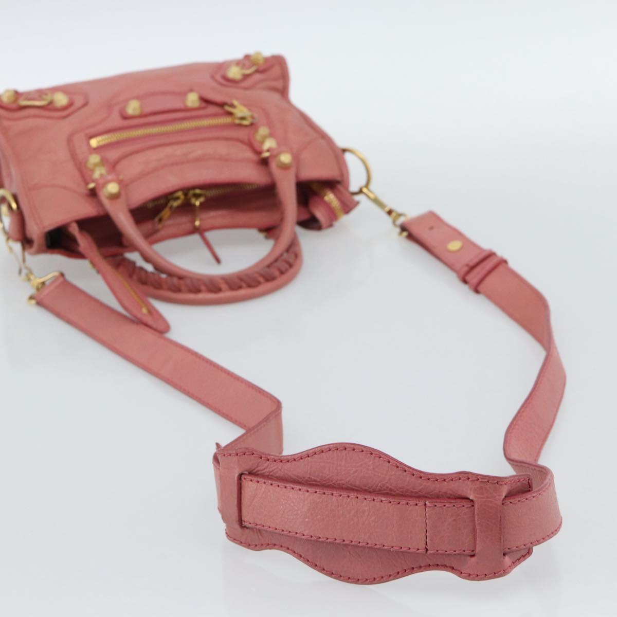 BALENCIAGA Giant Mini City Hand Bag Leather 2way Pink Gold 309544 Auth 186254M