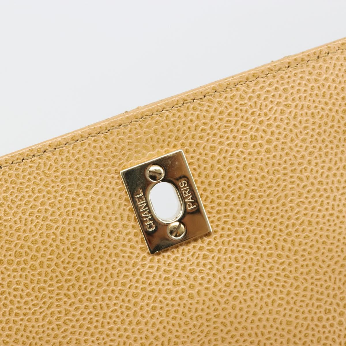 CHANEL Matelasse Hand Bag Caviar Skin Beige Gold CC Auth 186257V