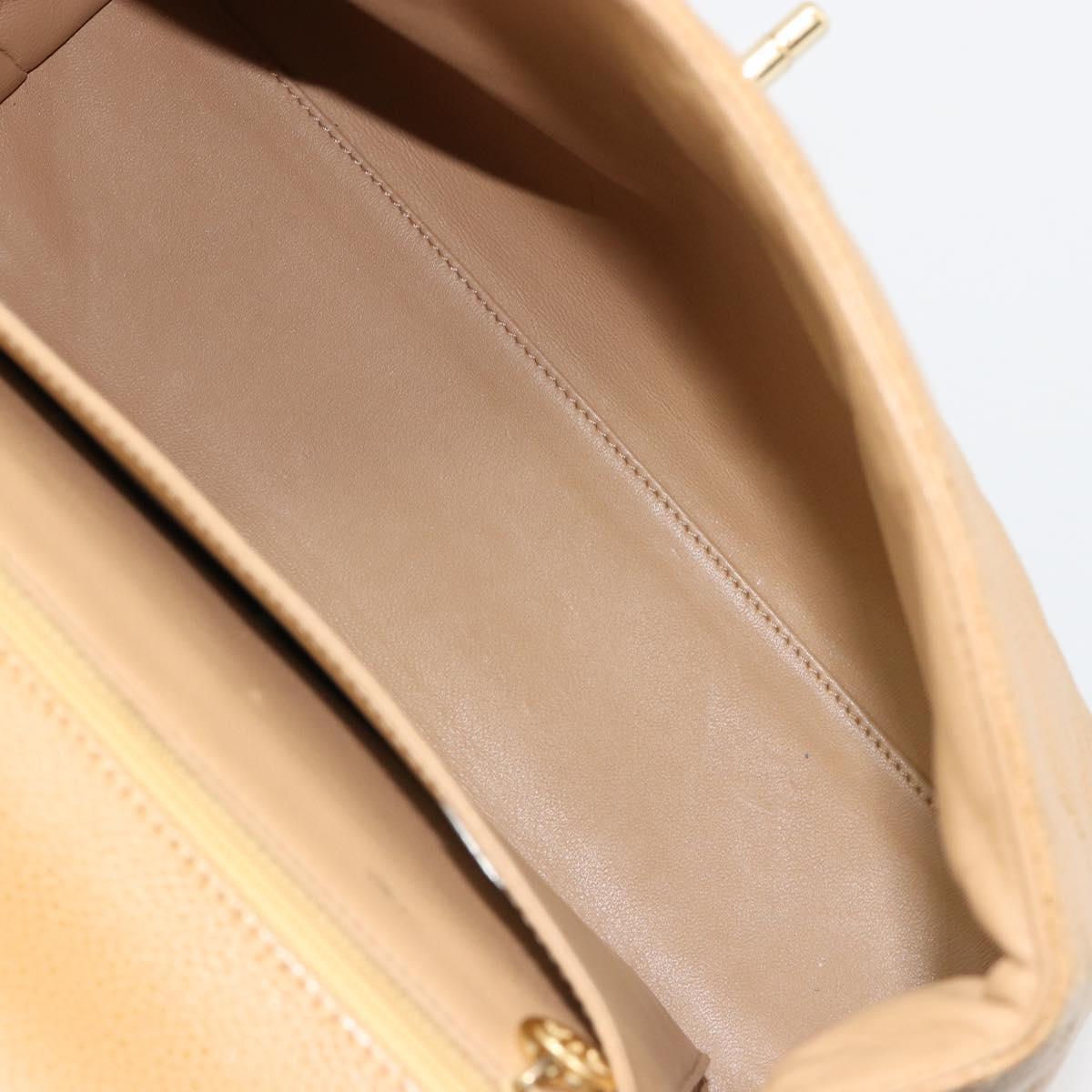 CHANEL Matelasse Hand Bag Caviar Skin Beige Gold CC Auth 186257V