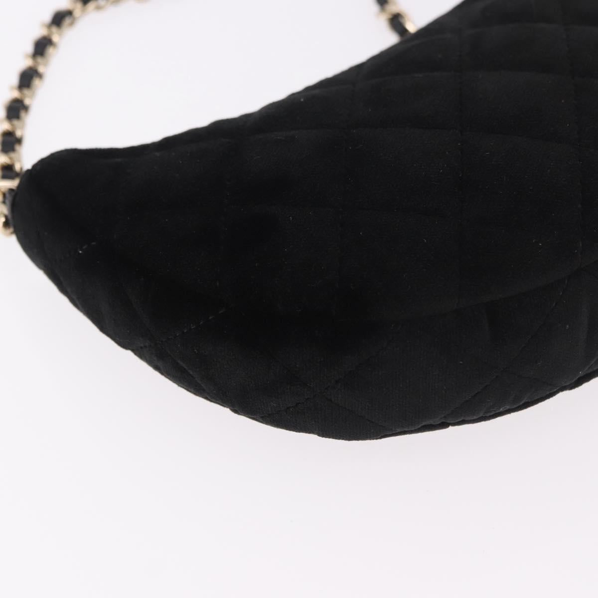 CHANEL Matelasse Chain Shoulder Bag Velor Black Gold CC Auth 186258SM