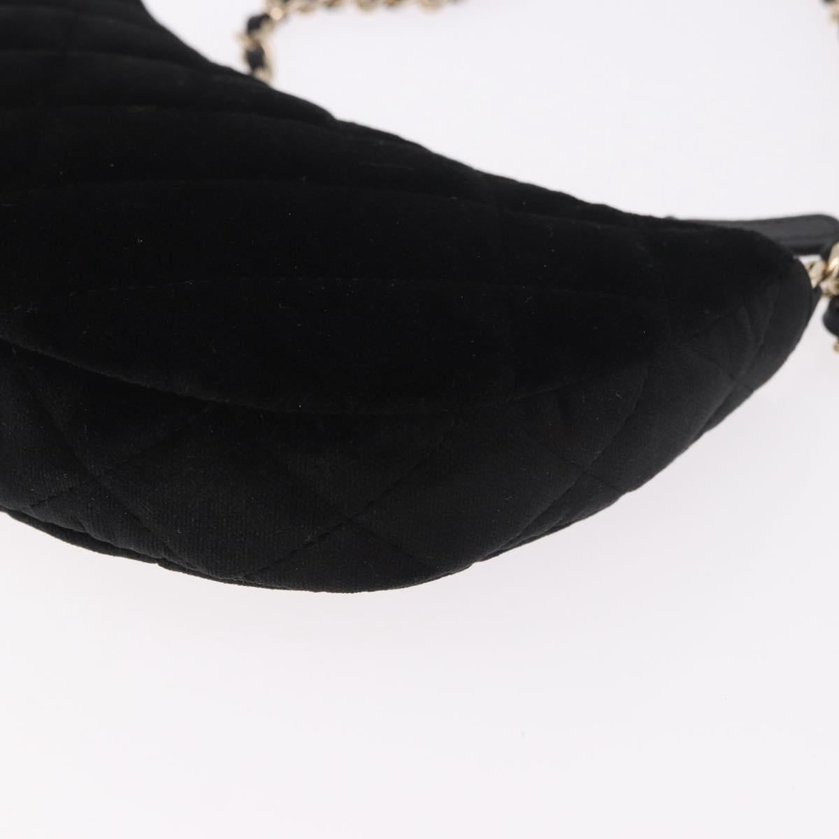 CHANEL Matelasse Chain Shoulder Bag Velor Black Gold CC Auth 186258SM
