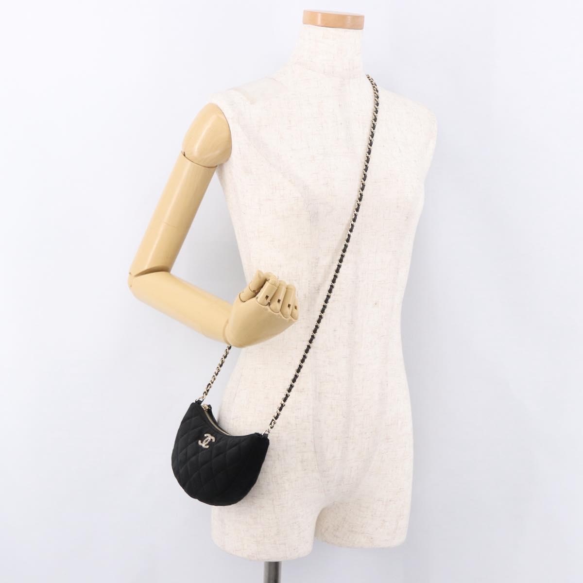 CHANEL Matelasse Chain Shoulder Bag Velor Black Gold CC Auth 186258SM
