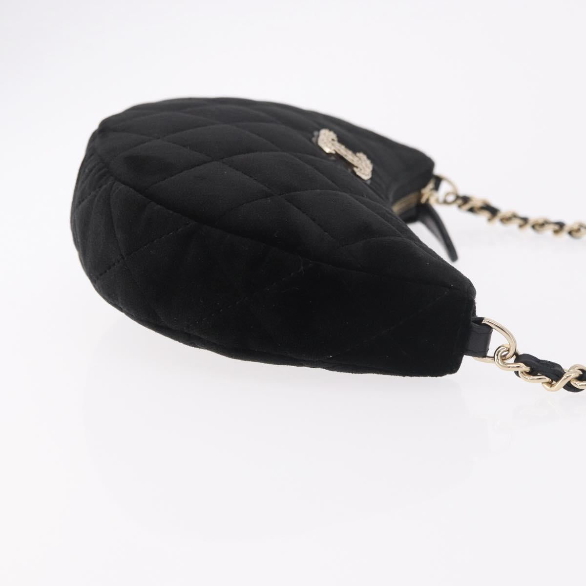 CHANEL Matelasse Chain Shoulder Bag Velor Black Gold CC Auth 186258SM