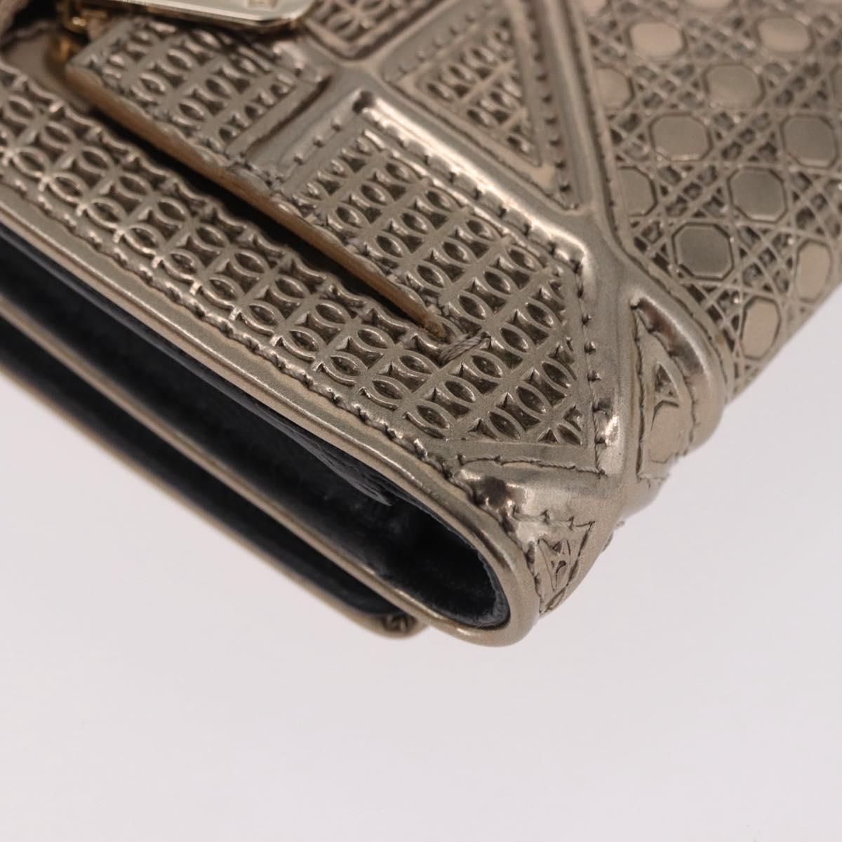 Christian Dior Diorama Wallet Leather Champagne Gold Auth 186259M