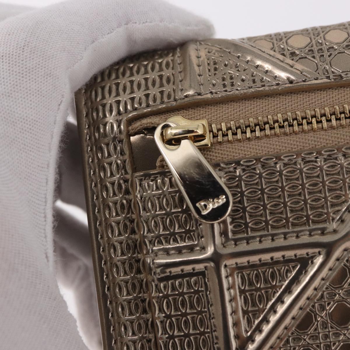 Christian Dior Diorama Wallet Leather Champagne Gold Auth 186259M