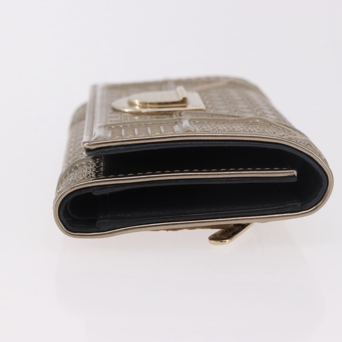 Christian Dior Diorama Wallet Leather Champagne Gold Auth 186259M
