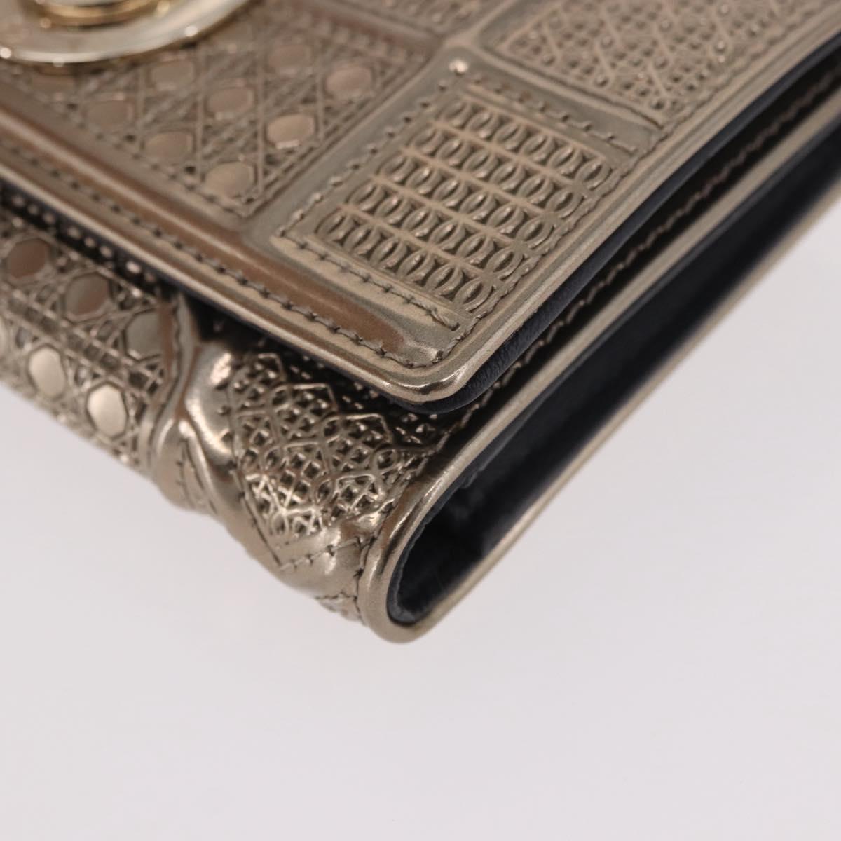 Christian Dior Diorama Wallet Leather Champagne Gold Auth 186259M