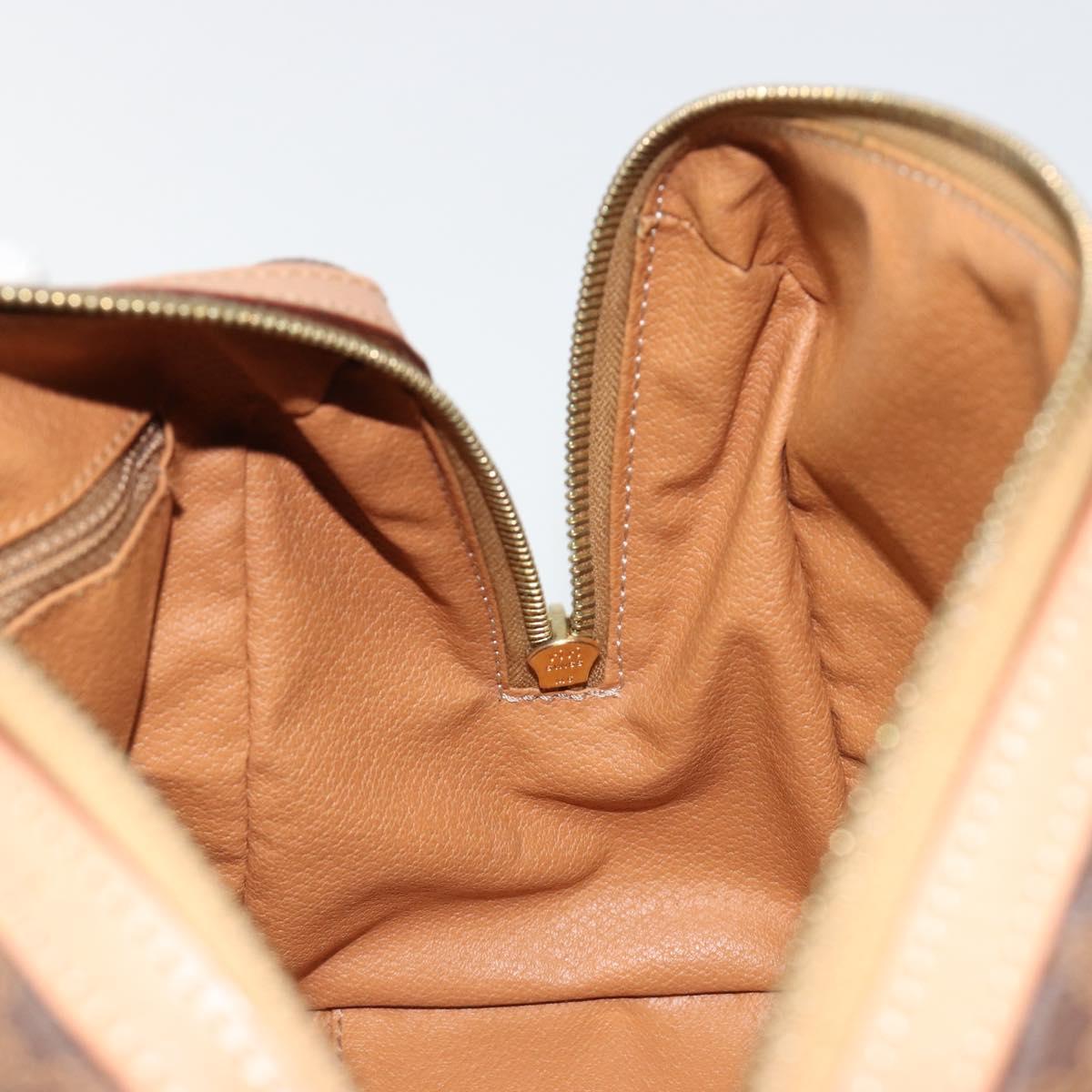 CELINE Macadam Canvas Boston Bag PVC Leather Brown Gold Auth 186262A