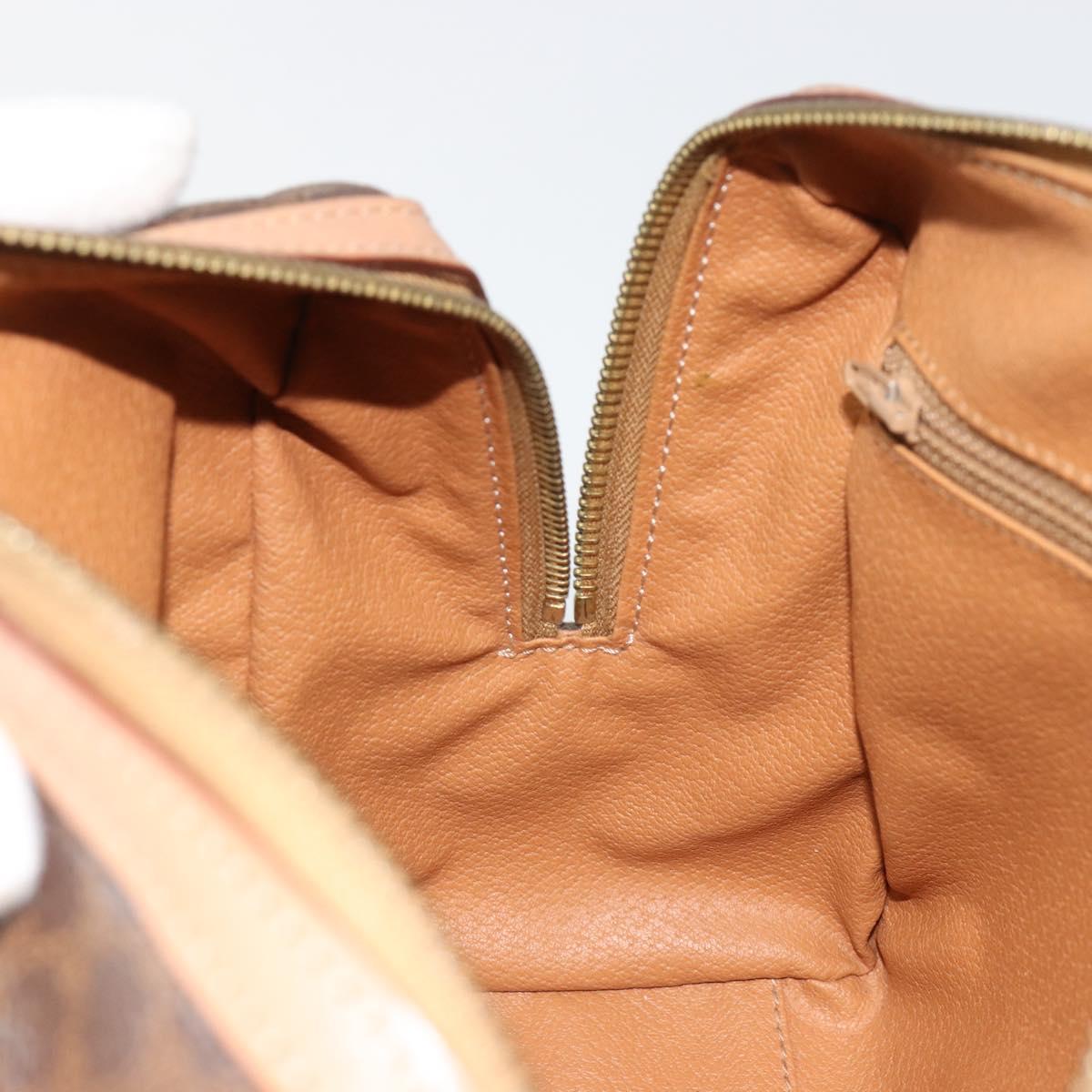 CELINE Macadam Canvas Boston Bag PVC Leather Brown Gold Auth 186262A