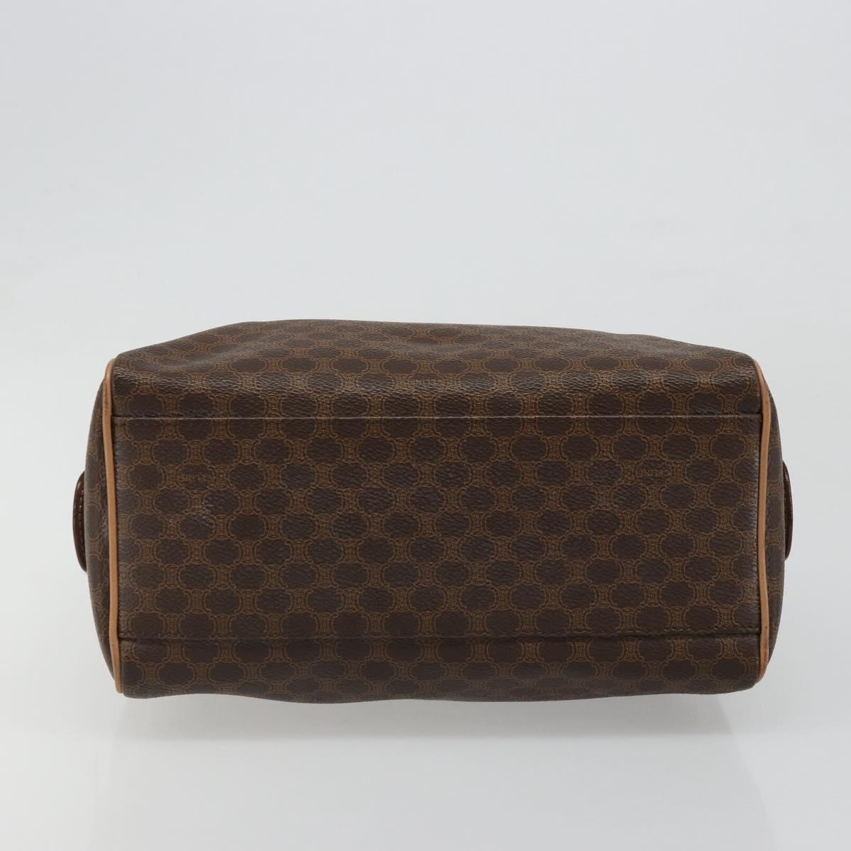 CELINE Macadam Canvas Boston Bag PVC Leather Brown Gold Auth 186262A