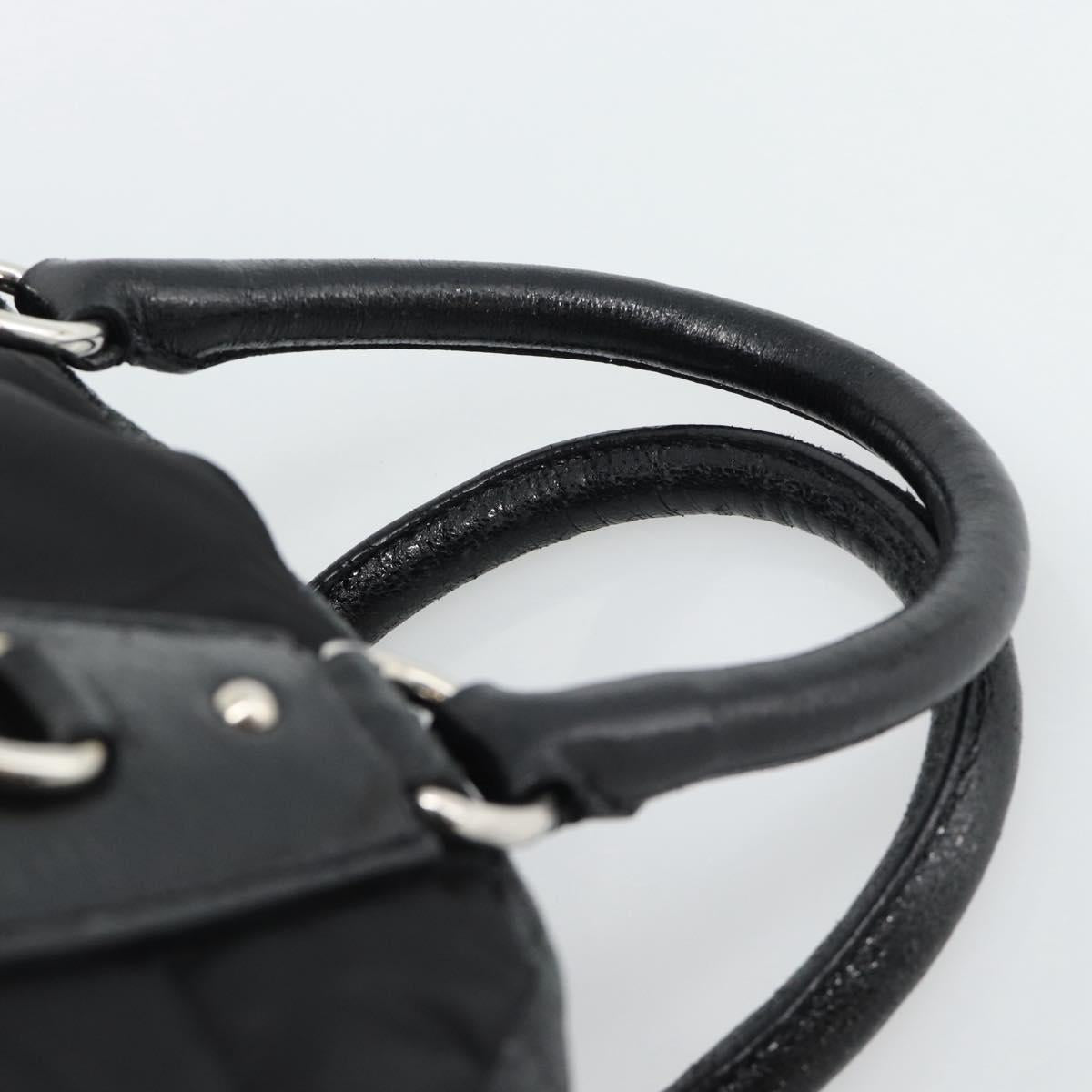 PRADA Hand Bag Leather 2way Black Silver Auth 186264A