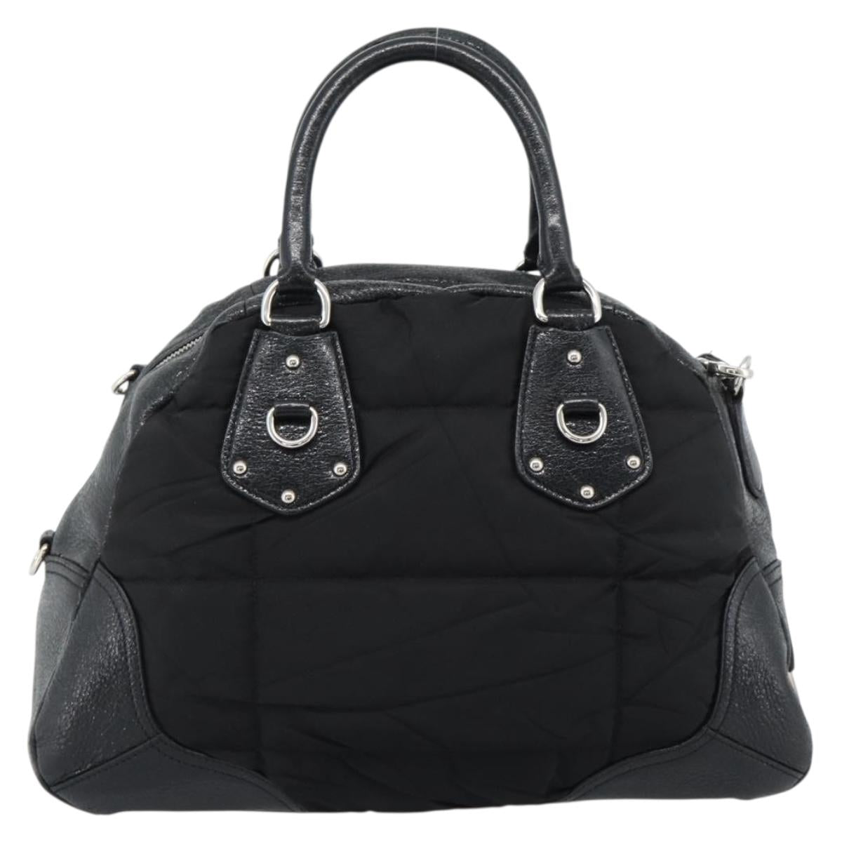 PRADA Hand Bag Leather 2way Black Silver Auth 186264A