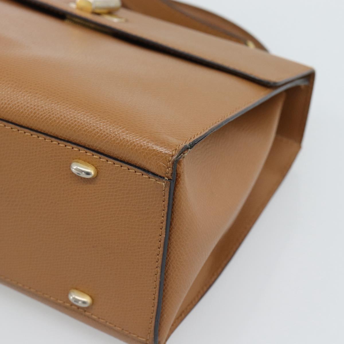 CELINE Hand Bag Leather 2way Beige Gold Auth 186265
