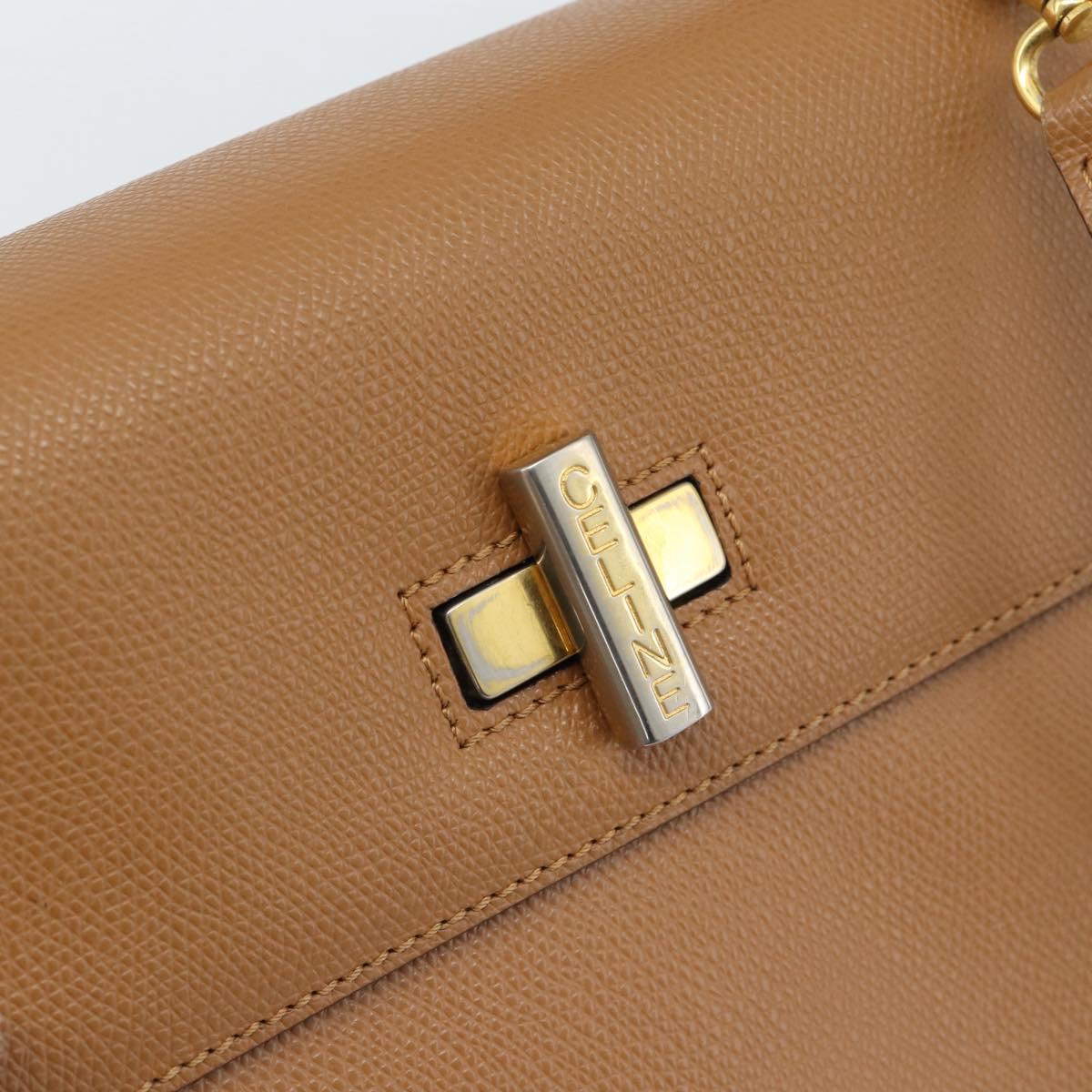 CELINE Hand Bag Leather 2way Beige Gold Auth 186265
